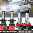 thumbnail image 1 of For 2017-2019 Mitsubishi Mirage LED Headlight 9003/H4 High/Low Beam H11 Fog Light Bulbs Pack of 4, 1 of 16