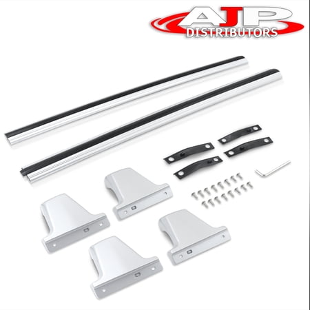 For 2017-2020 Cadillac XT5 2-Piece OE Factory Style Aluminum Roof Rack Rail Cross Bars Top Cargo Lugagge Carrier Pair + Hardware (Silver/Black) - Caddy GM SUV
