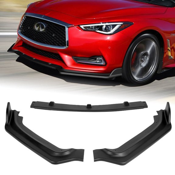 For 2017-2020 Infiniti Q60 Coupe Matt Black V-Style Front Bumper Body Kit Lip