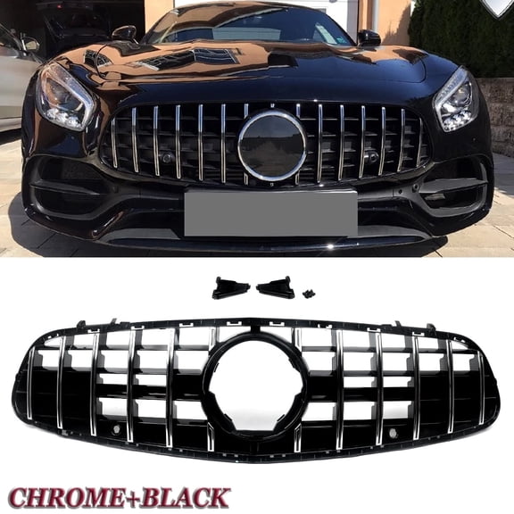 For 2017-2020 Mercedes-Benz SL400 SL550 R231 Front Bumper GT Style Grille Chrome+Black