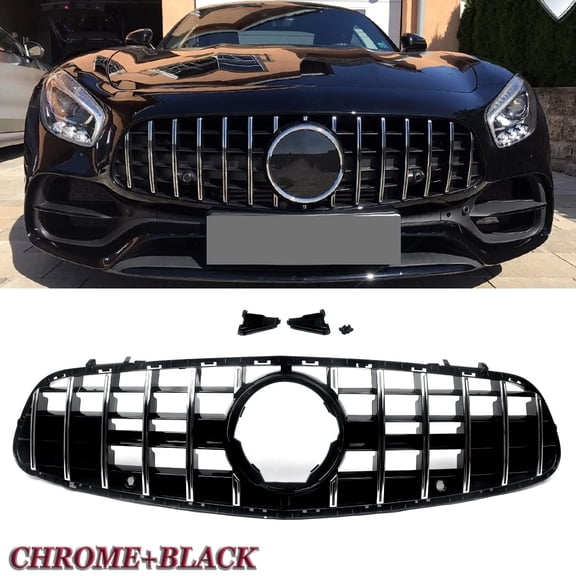 For 2017-2020 Mercedes-Benz SL400 SL550 R231Front Bumper GT Style Grille Chrome+Black