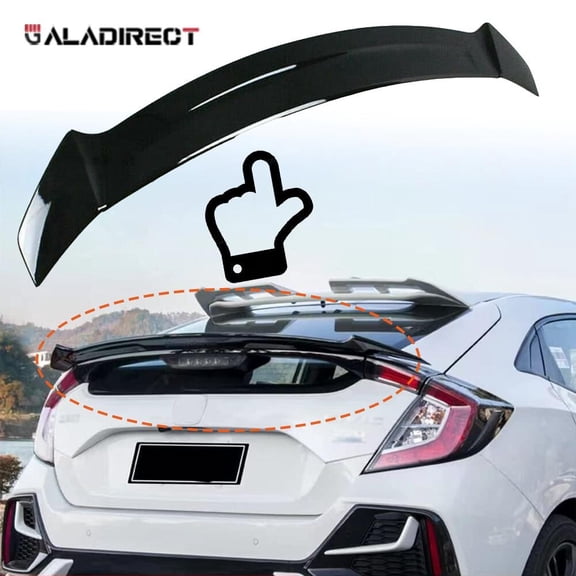 For 2017-2021 Honda Civic LX EX Hatchback High kick Trunk Spoiler Glossy Black
