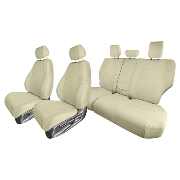 For 2017-2022 Honda CR-V LX | EX | EX-L FH Group PU Leather Custom Fit Car Seat Covers Water Resistant Full Set - Solid Beige