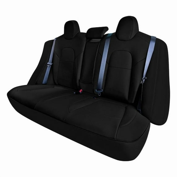 For 2017-2023 Tesla Model 3 FH Group Faux Leather Custom Fit Car Seat Covers Black - Rear Set