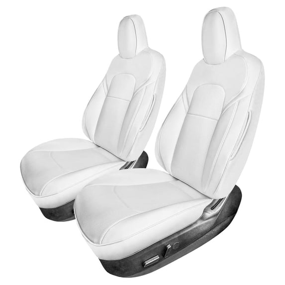 For 2017-2023 Tesla Model 3 FH Group Faux Leather Custom Fit Car Seat Covers Solid White - Front Seats