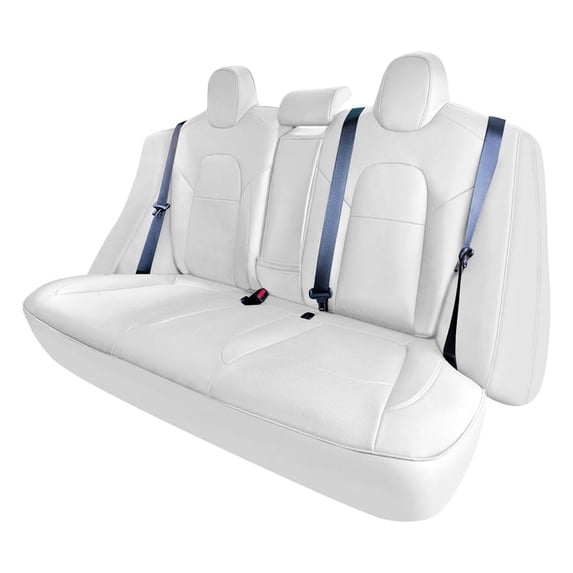 For 2017-2023 Tesla Model 3 FH Group Faux Leather Custom Fit Car Seat Covers Solid White - Rear Set