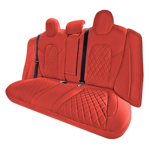 For 2017-2023 Tesla Model 3 FH Group Neoprene Waterproof Custom Fit Car Seat Covers Solid Red - Rear Set