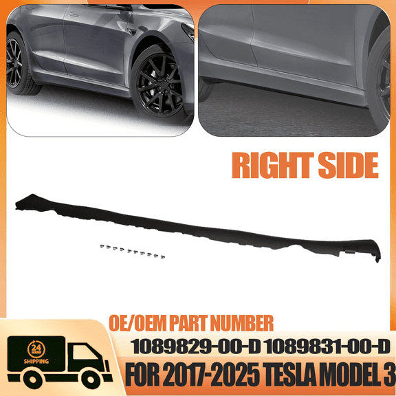 For 2017-2025 TESLA MODEL 3 Right Skirt Lower Rocker Molding Cover 108983100D