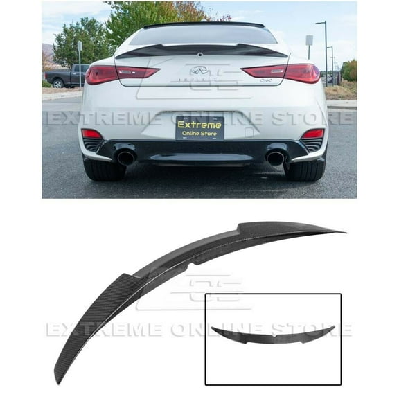 For 2017-Present Infiniti Q60 ALL Models | EOS M4 High Kick Style JDM CARBON FIBER Rear Trunk Lid Wing Spoiler SPOILER-223-BKCF