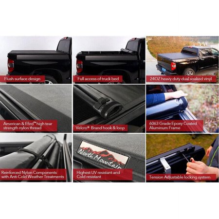 For 2017-now Honda Ridgeline Lock & Roll Up Soft Tonneau Cover