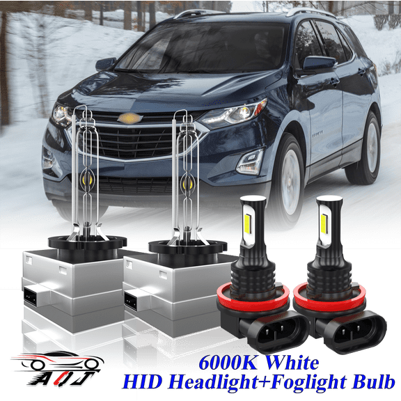 For 2018 2019 2020 2021 Chevy Equinox White Front HID Headlight High-Low + LED Fog Light Bulbs
