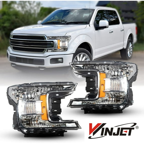 For 2018 2019 2020 Ford F-150 Halogen Headlights Assembly DRL Replacement Pair Driver&Passenger Side