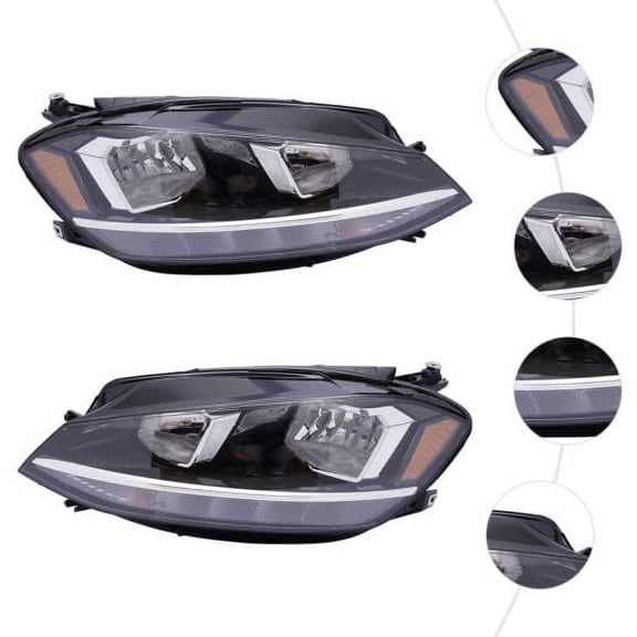 For 2018 2019 2020 Volkswagen Golf & GTI Halogen Headlights Assembly Left+Right