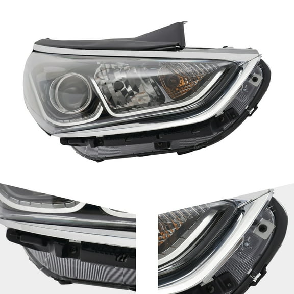 For 2018 2019 Hyundai Sonata Right Passenger Side Halogen Headlight Headlamp Replacement Chrome Housing Clear Lens