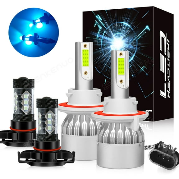 For 2018 2019 Jeep Wrangler JL - 4x 8000K ice Blue LED Headlight + Fog Light Bulbs Kit