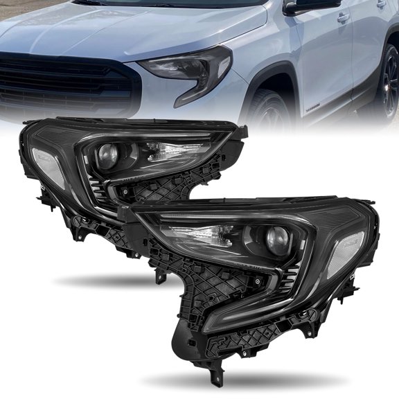 For 2018-2021 GMC Terrain Xenon HID Black Projector Headlights w/ LED Left+Right