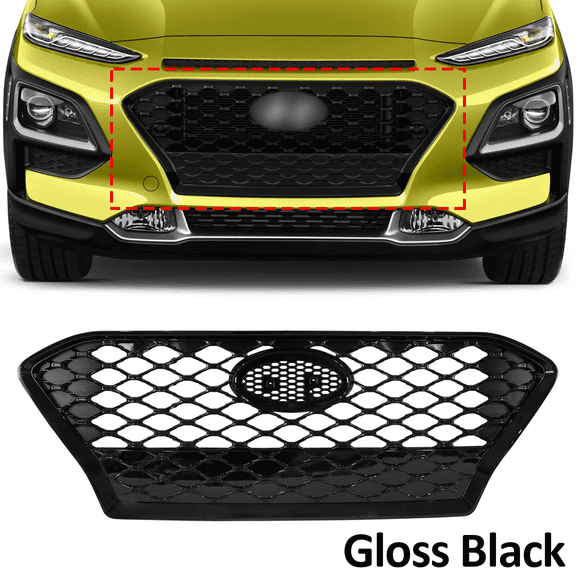 For 2018-2021 Hyundai Kona Black Front Bumper Radiator Glossy Grille 86350j9000