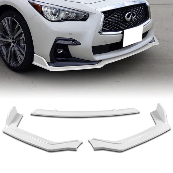 For 2018-2024 Infiniti Q50 Sport Painted White Front Bumper Body Kit Lip 3PCS