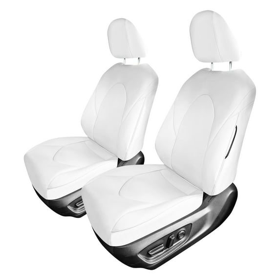 For 2018-2022 Toyota Camry FH Group Faux Leather Custom Fit Waterproof Car Seat Covers - Front Solid White