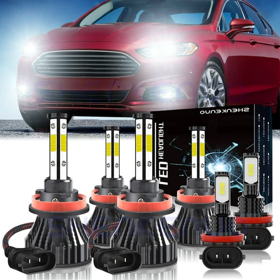 For 2019-2020 Ford Fusion LED Headlight Bulbs 4-side H9 H11 High Low Beam H11 Fog Lights 6x Bulbs Combo