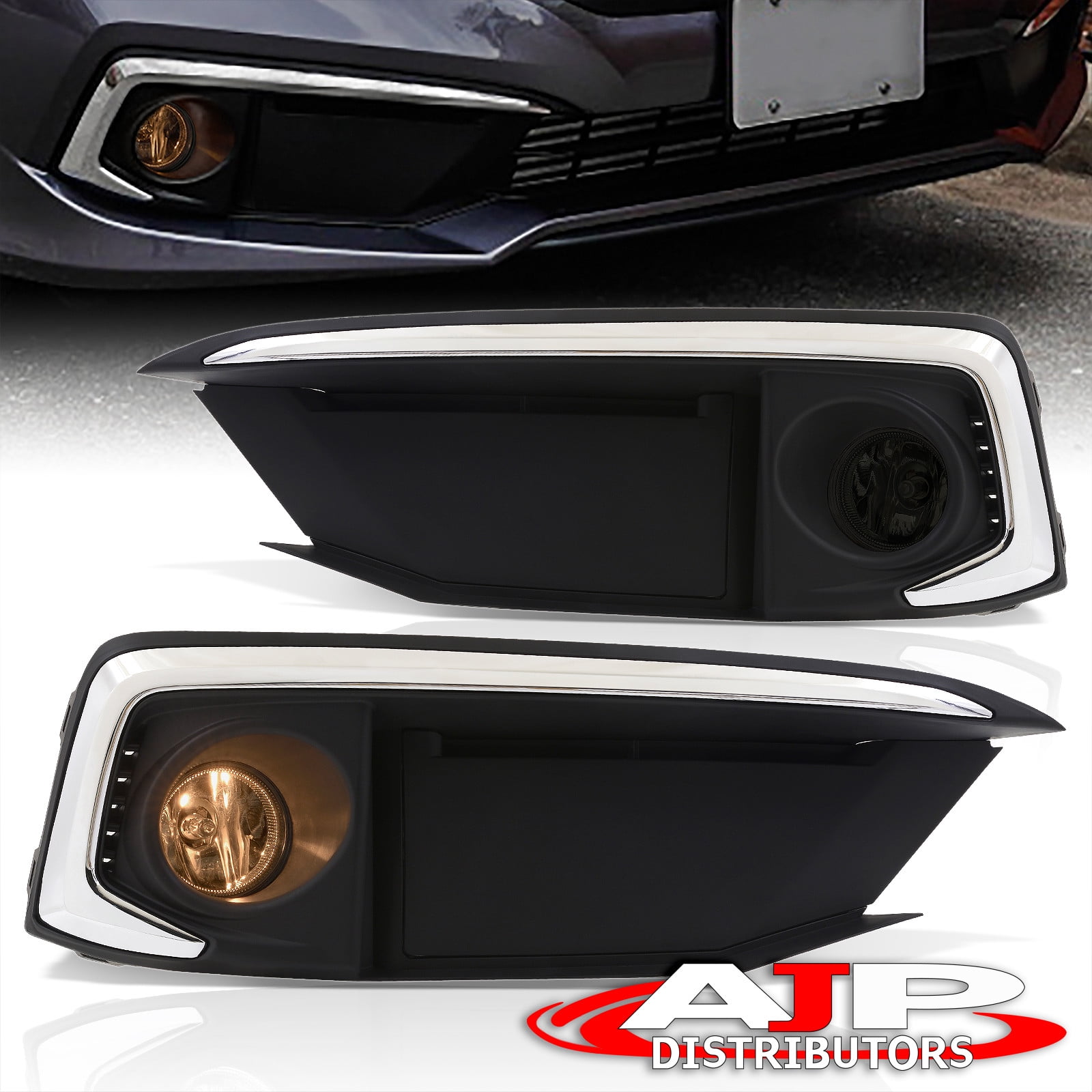 For 2019-2020 Honda Civic Coupe / Sedan Chrome Front Bumper Driving Fog ...
