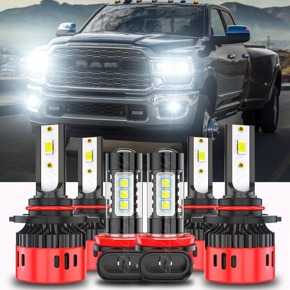 LED Headlight & Fog Light Bulbs Combo Kit  6 Bulbs  For 2009 2017 Dodge Ram 1500 6000k 403791