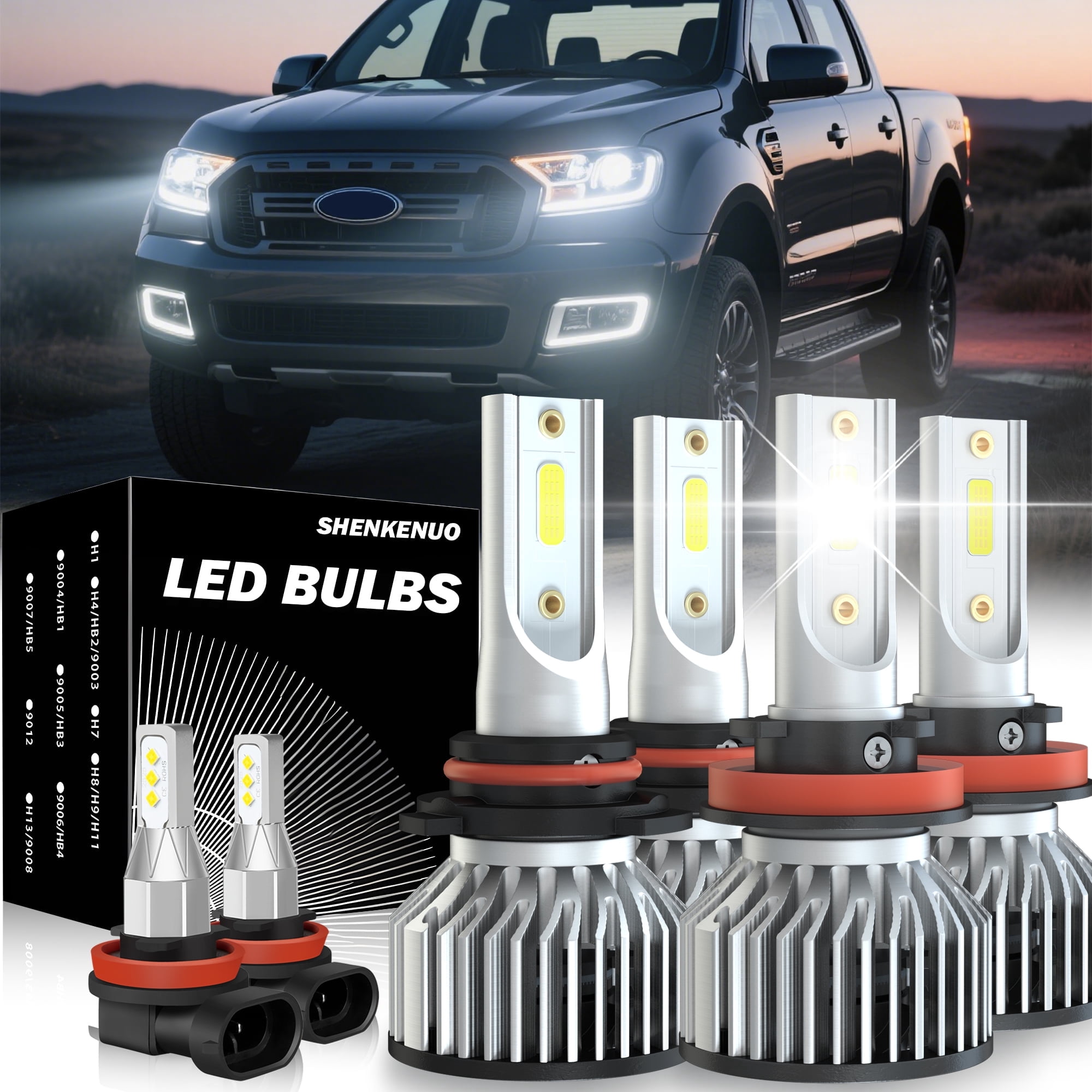 For 2019 - 2021 Ford Ranger LED Headlight Bulbs Combo 9005 H11 Hi/Lo ...