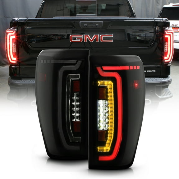 For 2019-2022 GMC Sierra 1500 Incandescent Black Smoke Full LED TaiL Lights Pair