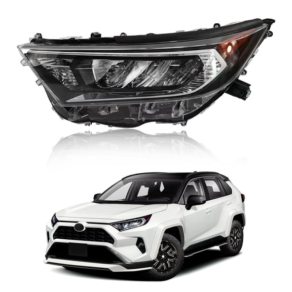 For 2019-2022 Toyota RAV4 LE XLE Headlight Chrome w/ LED Left Driver Side