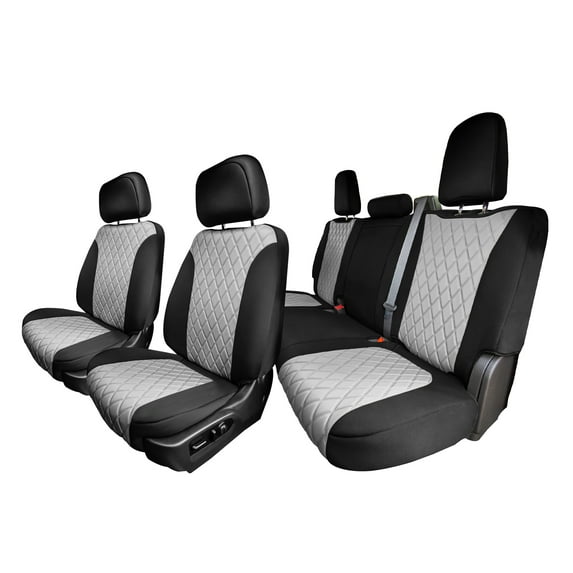 For 2019-2023 Chevrolet Silverado BASE 1500 2500HD 3500HD WT | CUSTOM | LT FH Group Neoprene Waterproof Custom Fit Car Seat Covers Full Set Gray