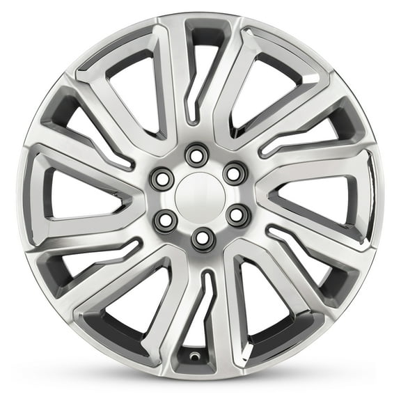 For 2019-2023 GMC Sierra 1500 22 Inch Hyper Silver with Chrome Inserts Hyper Silver Rim - OE Direct Replacement - Road Ready Car Wheel