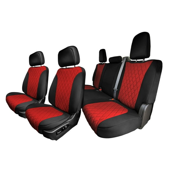 FH Group Custom Fit Truck Car Seat Covers for 2019-2023 GMC Sierra 1500 2500HD 3500HD SLT | AT4 | DENALI Full Set Neoprene Red