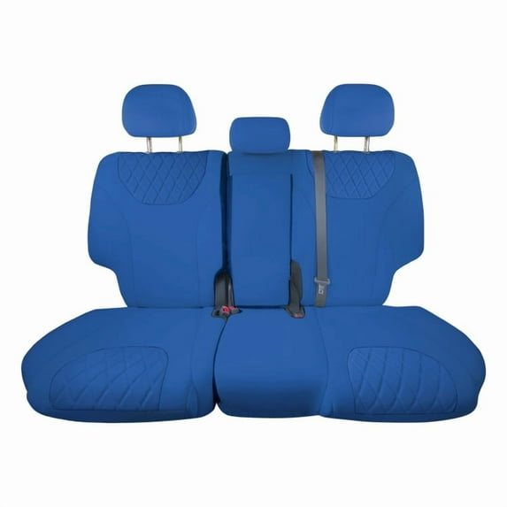 For 2019–2023 Hyundai Santa Fe FH Group Custom Fit Neoprene Waterproof Car Seat Covers - Rear Set Solid Blue