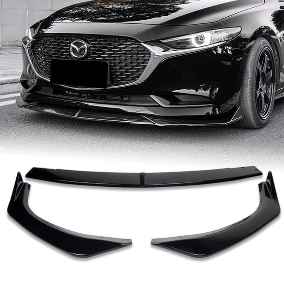 For 2019-2026 Mazda 3 Mazda3 Painted Black Front Bumper Body Kit Spoiler Lip 3PC