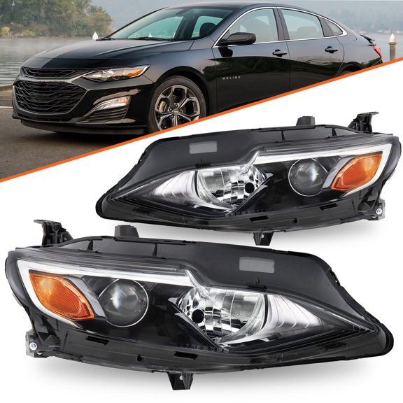 For 2019-2024 Chevy Malibu Halogen Headlights w/ blub Drvier Passenger 19-24