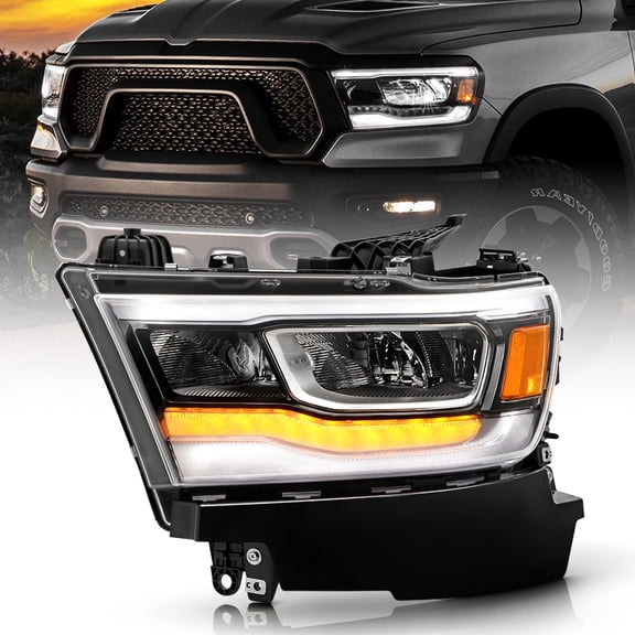 For 2019-2024 RAM 1500 Chrome Interior FULL LED Reflector w/DRL Headlight Driver