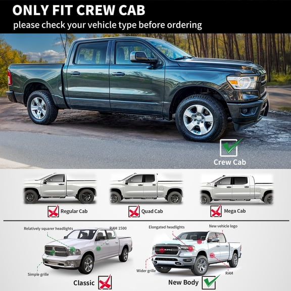 For 2019-2026 Dodge Ram 1500 Crew Cab 6" Running Boards Nerf Bars Side Steps S/S