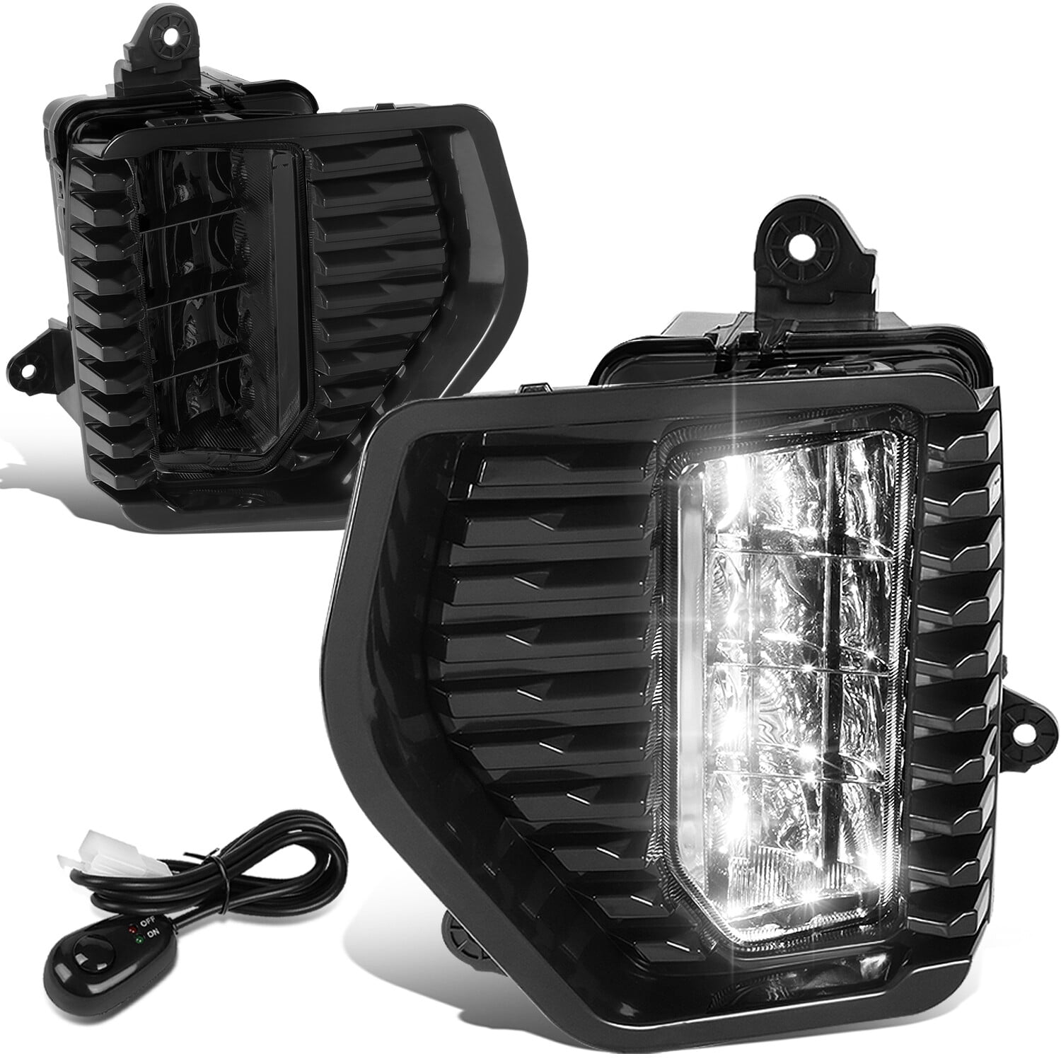 For 2019 to 2021 GMC Sierra 1500 Pair of Smoked Lens Full LED Lighting Driving Fog Lights Lamps with Switch and Bezels 20