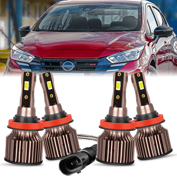 For 2020 2021 2022 2023 Nissan Versa LED Headlight Bulbs H9/H11 High Beam and Low Beam 4pcs