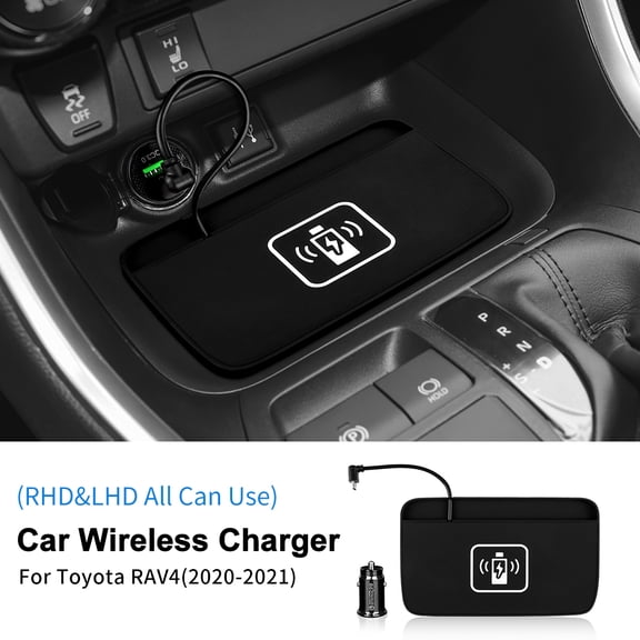 For 2020-2021 Toyota RAV4 Special Wireless Charging Mobile Phone Silicone Wireless Charging Left and Right Driving Universal, Black