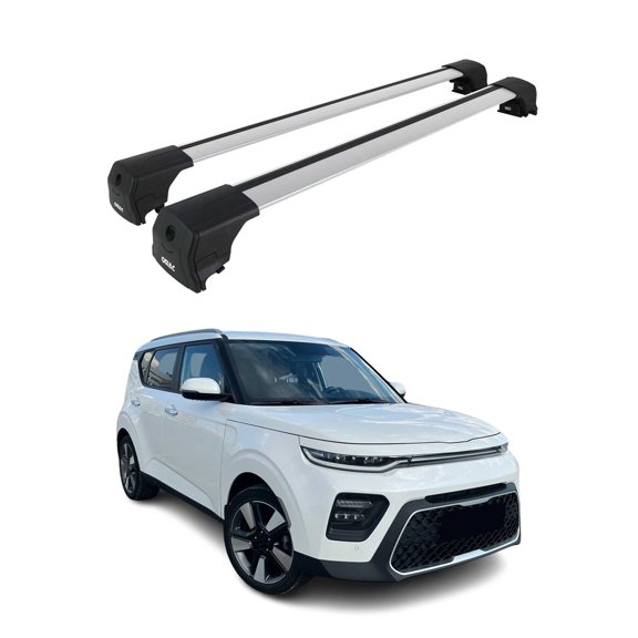 For 2020-2022 Kia Soul X-Line Alu Roof Racks Cross Bars Luggage Carrier Gray