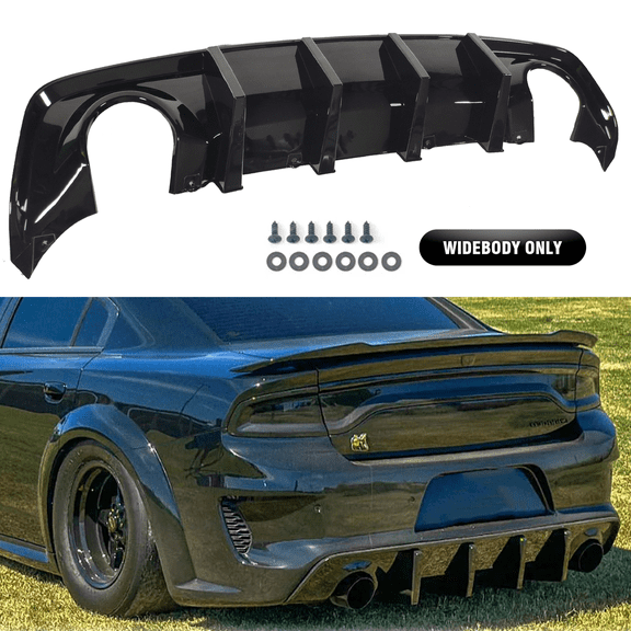 For 2020-2024 Dodge Charger Widebody Only Gloss Black Rear Bumper Diffuser Lip