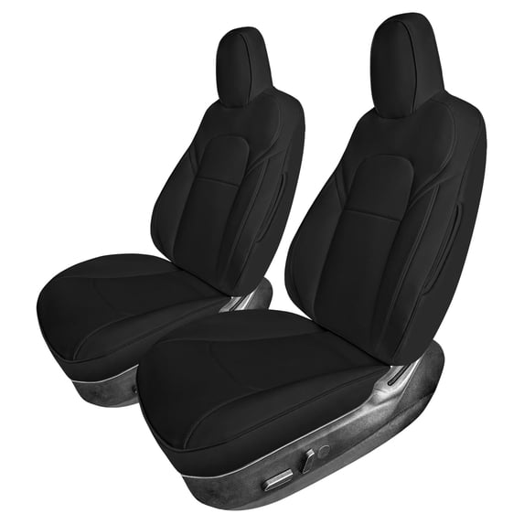 For 2020-2025 Tesla Model Y FH Group Faux Leather Custom Fit Car Seat Covers Front Seat - Black