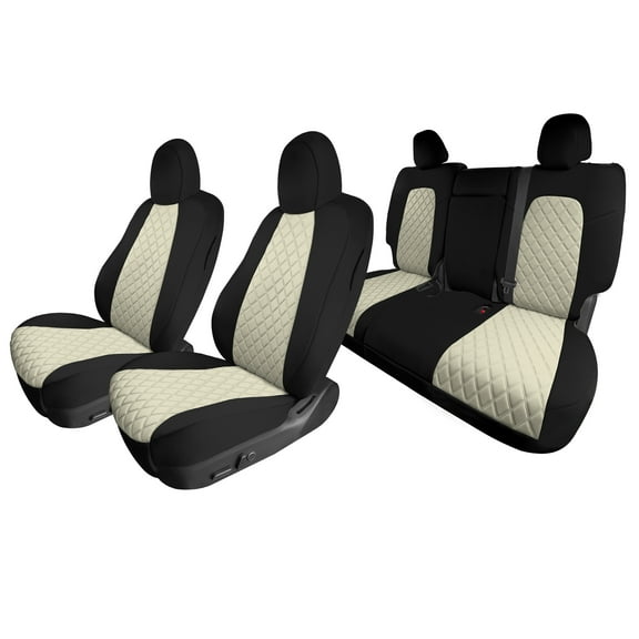 For 2020-2024 Tesla Model Y FH Group Waterproof Neoprene Custom Fit Made Car Seat Covers - Full Set Beige