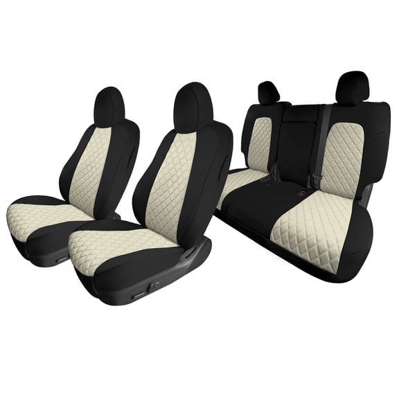 For 2020-2025 Tesla Model Y FH Group Waterproof Neoprene Custom Fit Made Car Seat Covers - Full Set Beige