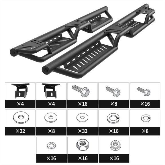 For 2020-2026 Jeep Gladiator JT 4-Door Two Stair Layout Running Boards Side Step