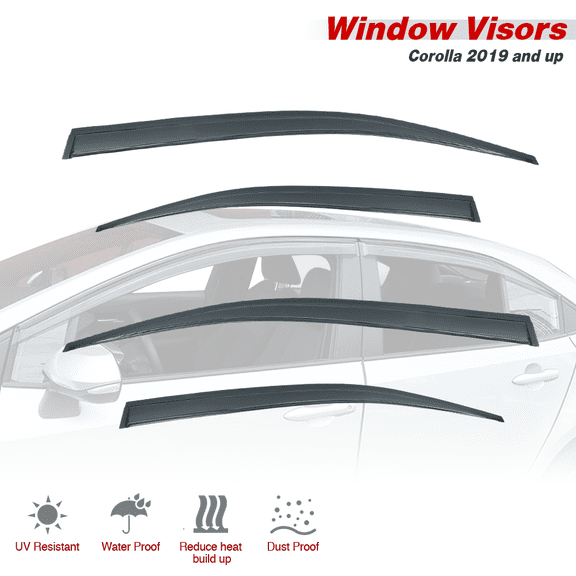 For 2020&Up Corolla Sedan Window Visor Shade smoked Rain/Sun/Wind/Snow Guard