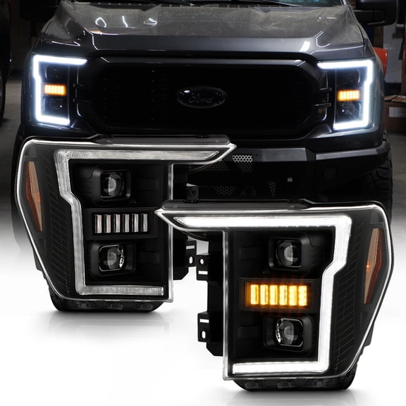 For 2021-2023 Ford F150 Halogen Upgrade LED Tube Sequential Projector Headlights