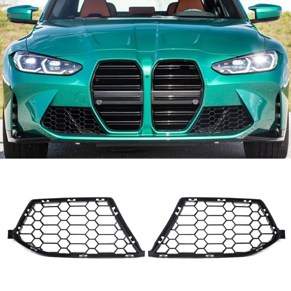 For 2021-2024 2025 BMW G80 G81 M3 G82 G83 M4 Front Bumper Fog Light Grille Left+Right