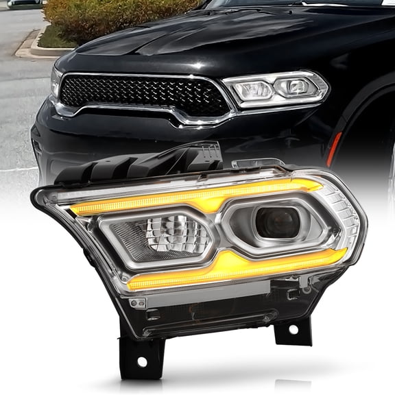 For 2021-2024 Dodge Durango Chrome w/o AFS LED Projector Headlight Driver Side